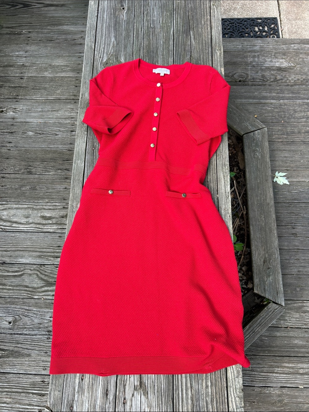 HOBBS Red Knit Midi Dress Size 12 Like New